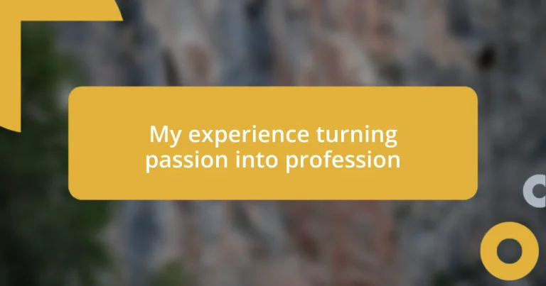 My experience turning passion into profession